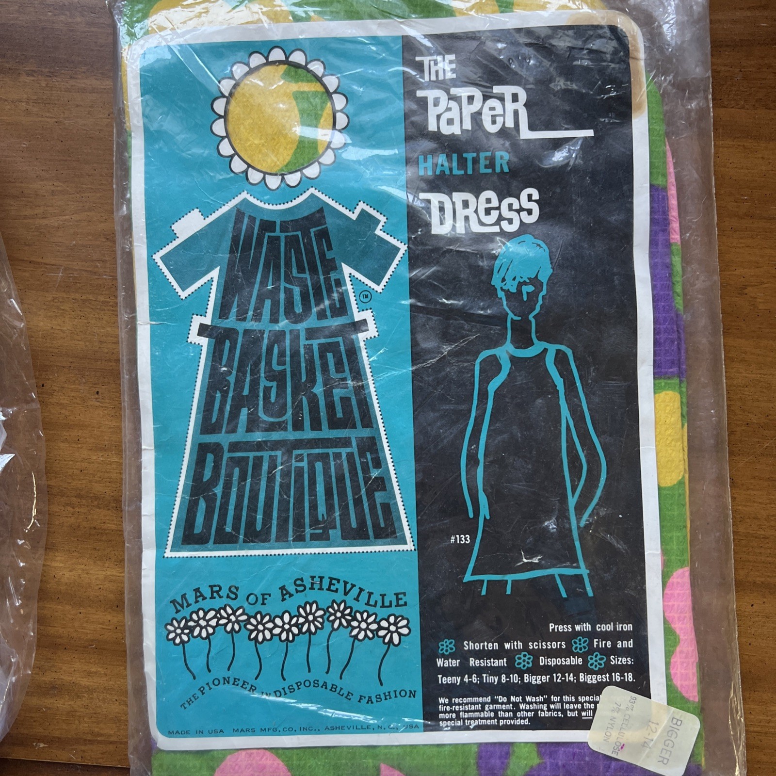 Vintage 1960’s Paper Halter Dress Waste Basket Boutique By Mars Of Asheville NC