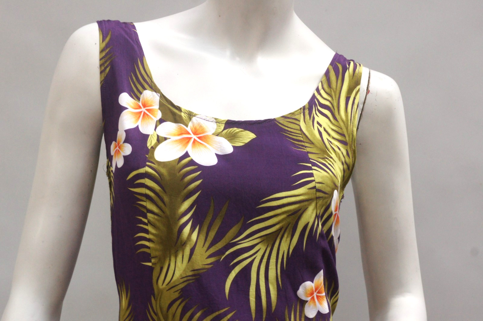 Vintage 90s Purple Tropical Floral Print Hawaii Mini Dress Size Small Boho