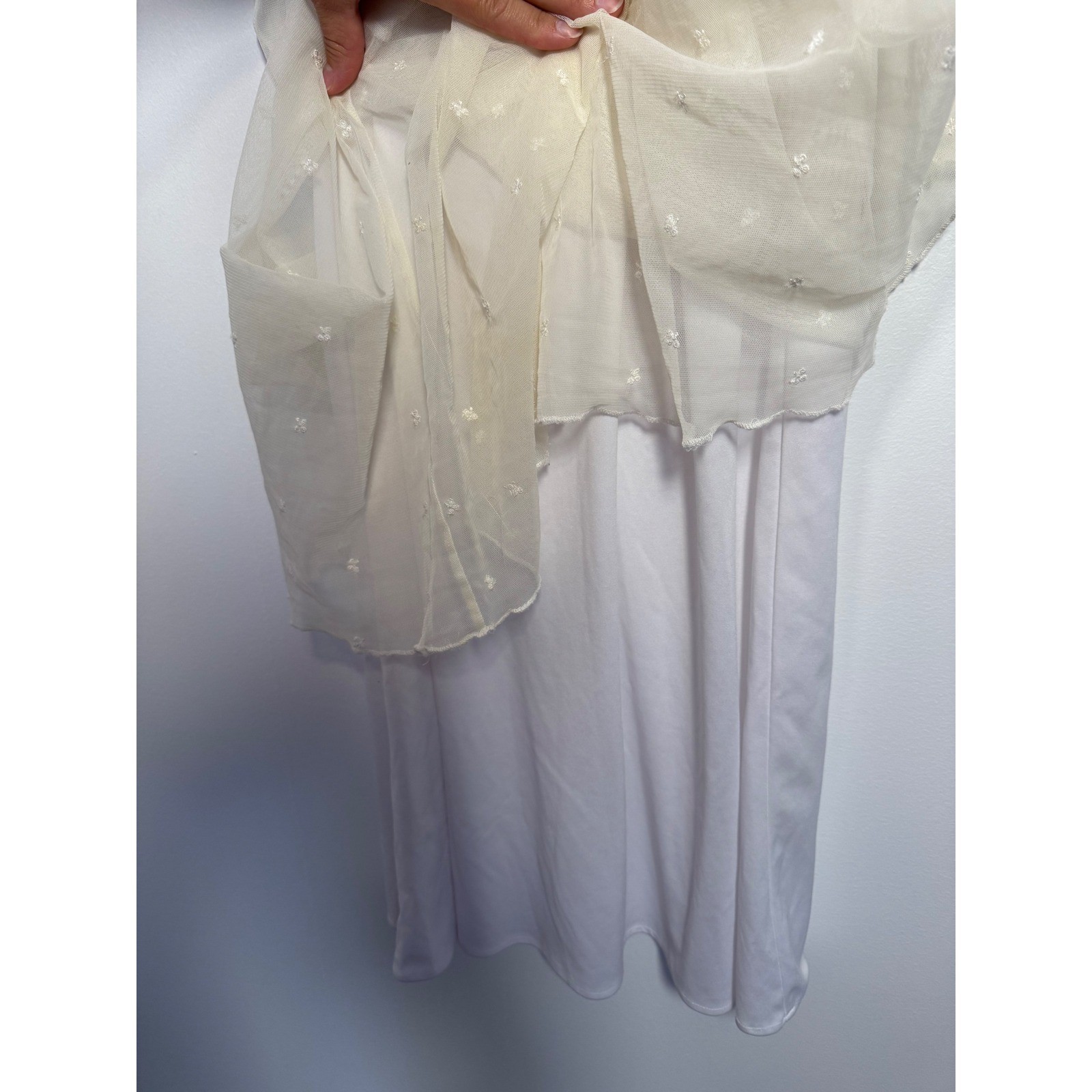 90s Vintage Rabbit Rabbit Rabbit Designs Mesh Maxi Dress Women S/M White Floral