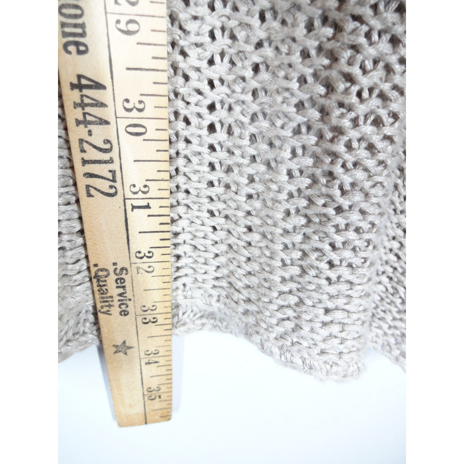 VTG Allen USA Sweater Large Oatmeal Open Knit Boho Linen Tunic Layering Lagen