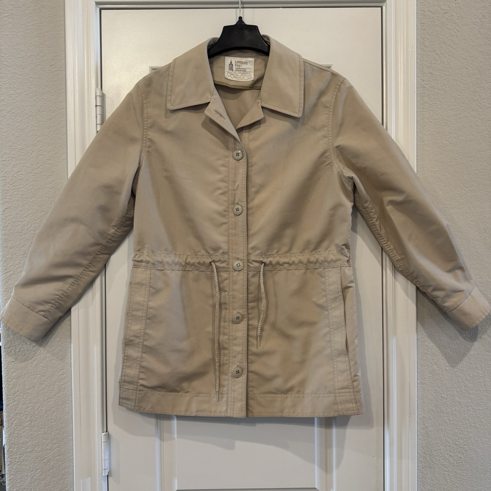 Vintage 70s London Fog Weatherwear Trench coat Jacket 14 Drawstring Lightweight