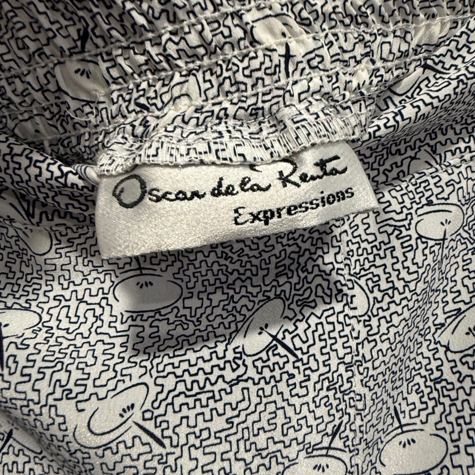 Oscar de la Renta Expressions Womens Vintage A-Line Skirt White Abstract