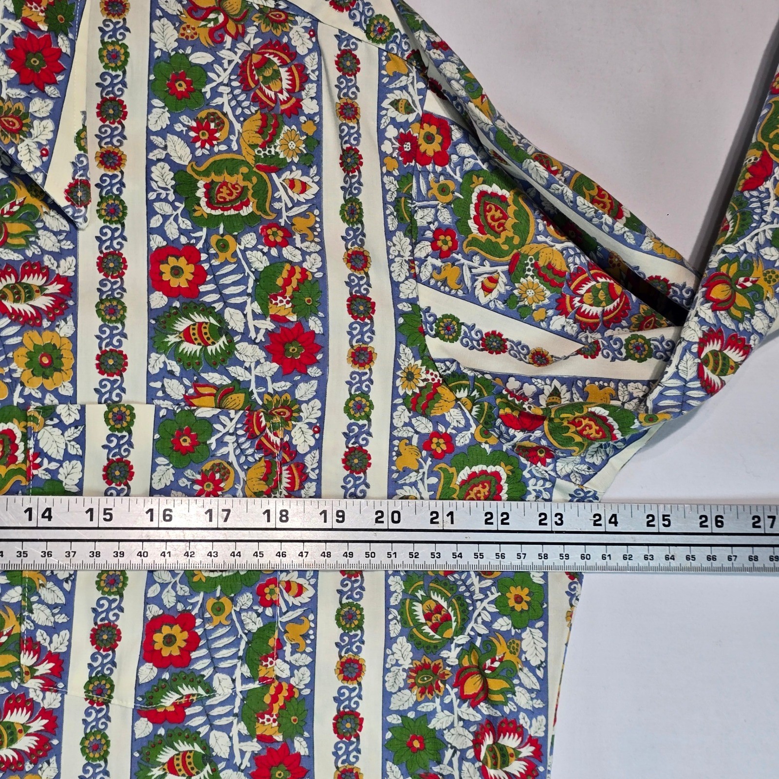 Vintage Habersham Floral Paisley Stripe Button Down Shirt 70s Psychedelic Blouse