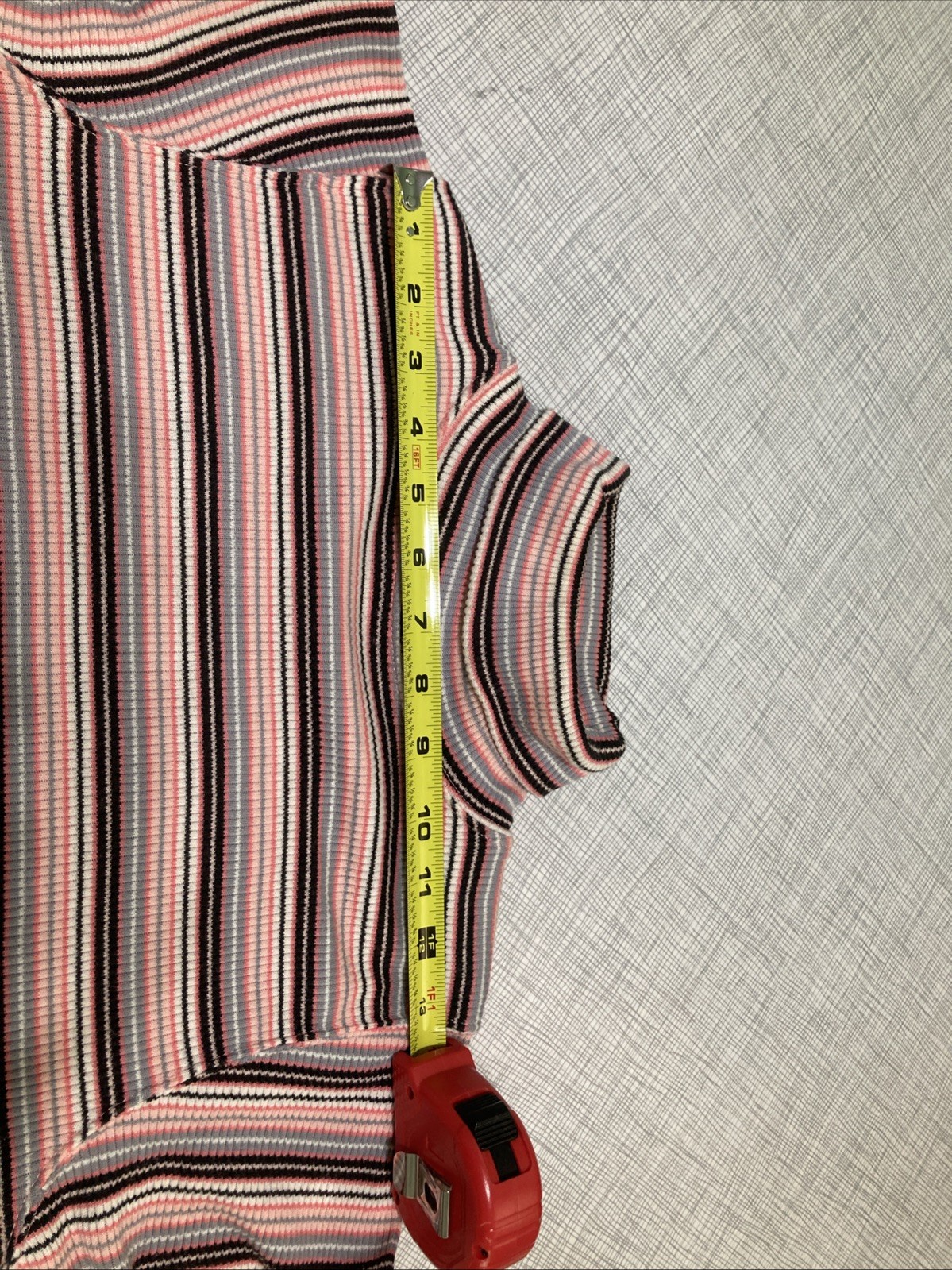 VTG 80s 90s Paris Sport Club Striped Turtleneck Grunge Ribbed Top Gorpcore Small