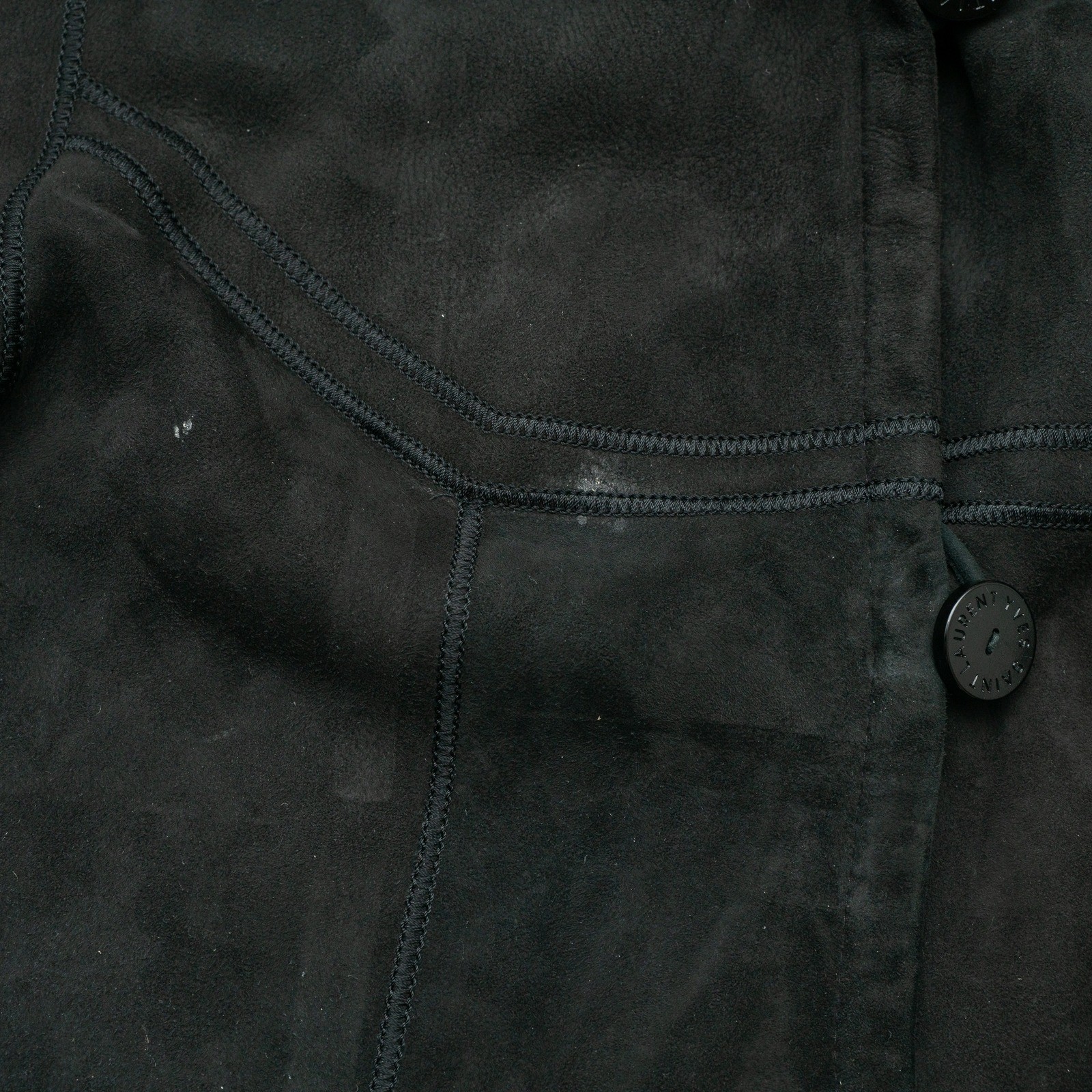 Vintage Yves Saint Laurent Fourrures YSL Suede Fur Button Up Hooded Coat Hoodie