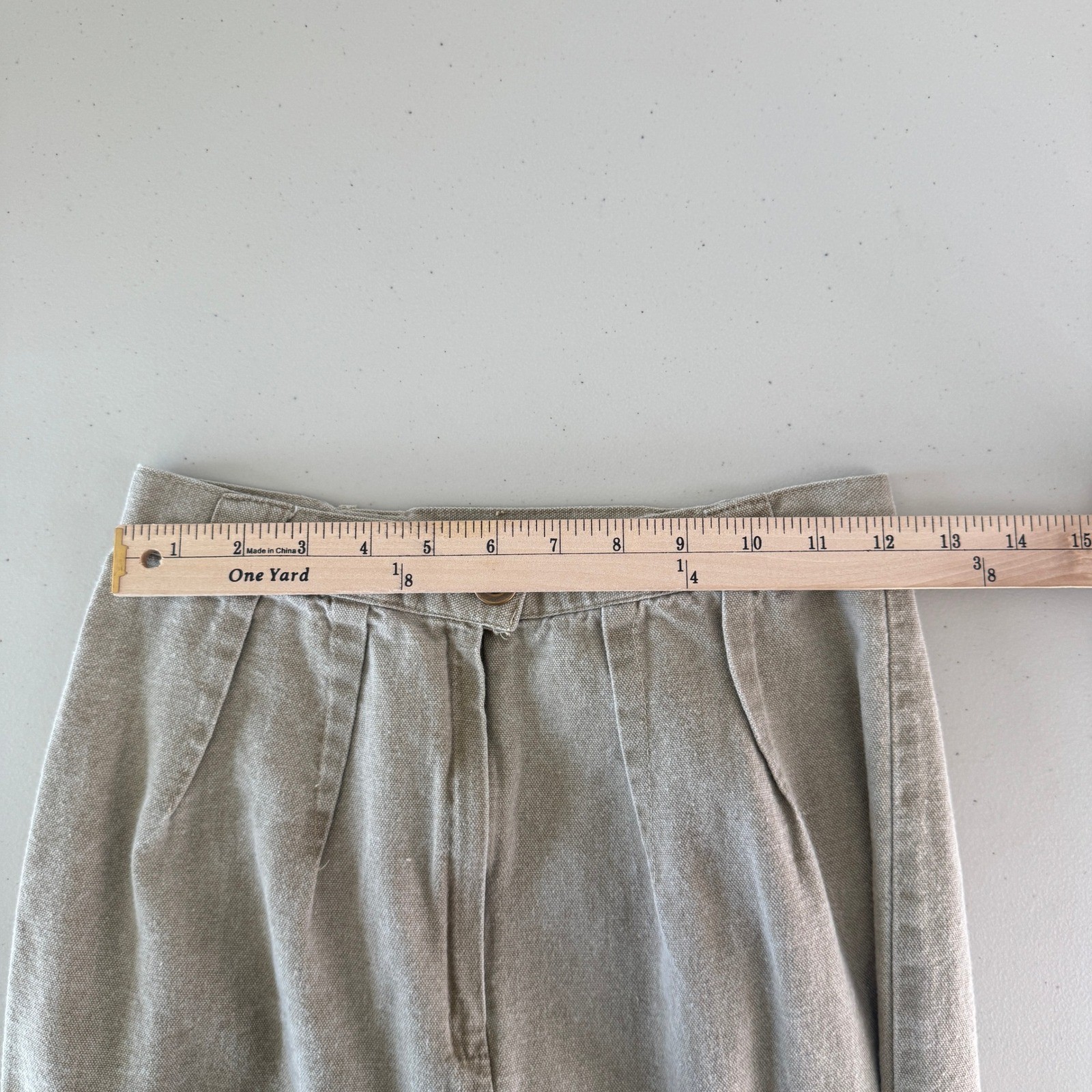 Vintage 90s High Waist Cotton Canvas Midi Skirt S Pleated Coastal Minimalist USA