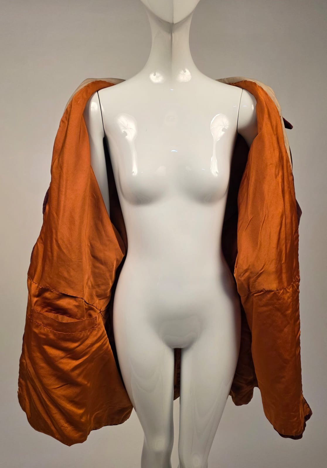 OVERSIZED EDWARDIAN VELVET JACKET W BIG BUTTON FRONT + BLONDE WOOL COLLAR