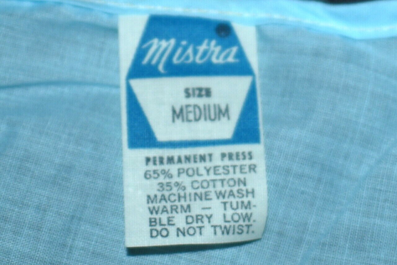 Vintage 70s MISTRA Ladies Nightgown Sleepwear Blue Embroidered sz M UNWORN !!