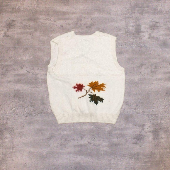 Vintage VTG 1980’s 80’s Pusur Leave Alpaca Wool Cream Sweater Vest