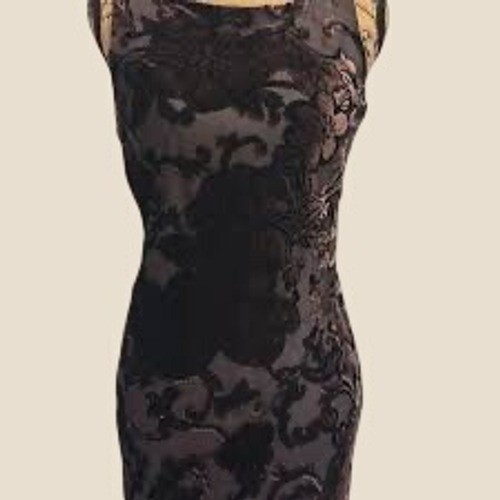Unique Vintage Kay Unger Silk Burnout Velvet Gown Brown Cowl Back Maxi Dress 8