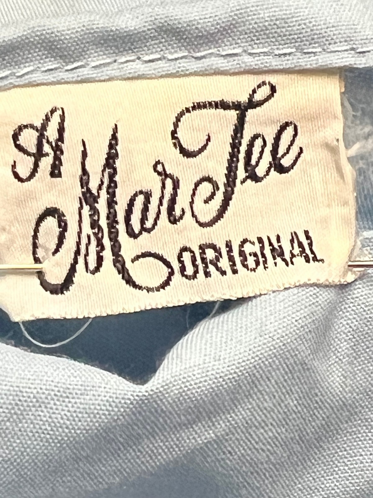 EUC Vtg 60s XS Mar Tee Day Dress Blue Knife Pleat Skirt Atomic White Lace Belted
