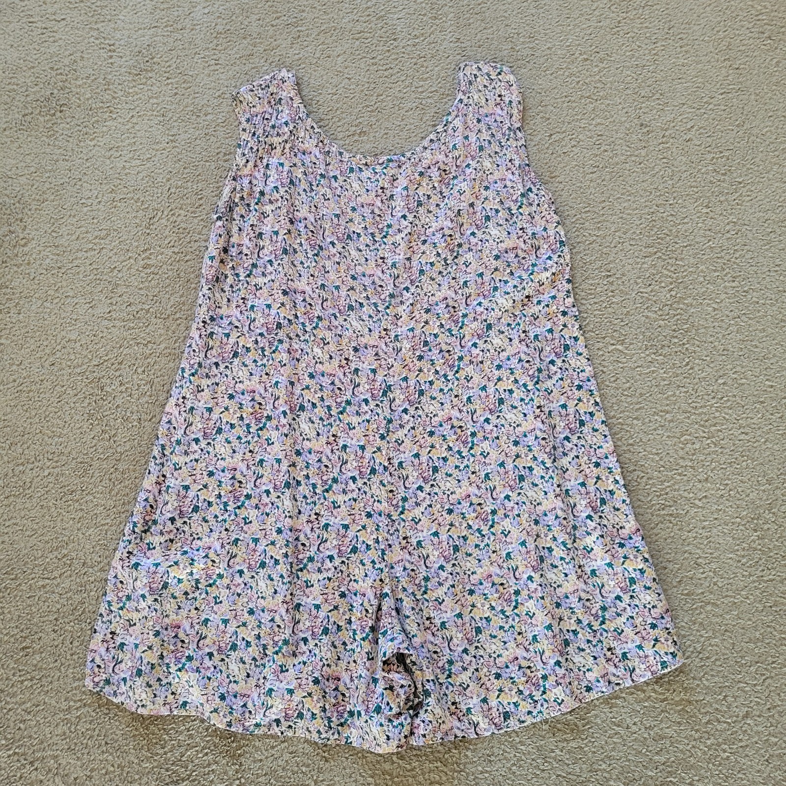 Vintage 90s Bonnie Evans Micro Floral One Piece Summer Romper Shorts Size S