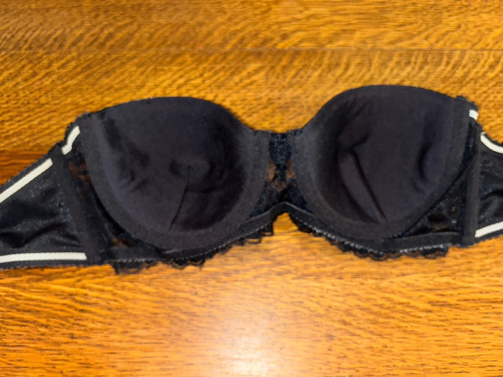 Vintage Bestform Strapless Padded Underwire Bra Black Sz 34B