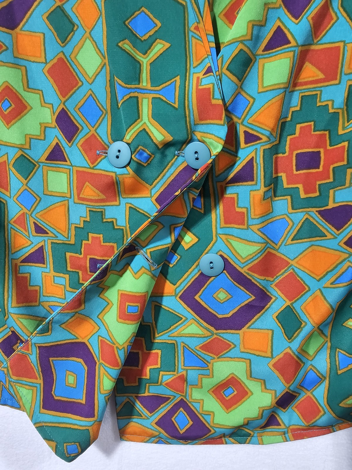 Retro 90s Geometric Print Set Deadstock NWT Art Eclectic Grandma Blazer Skirt M
