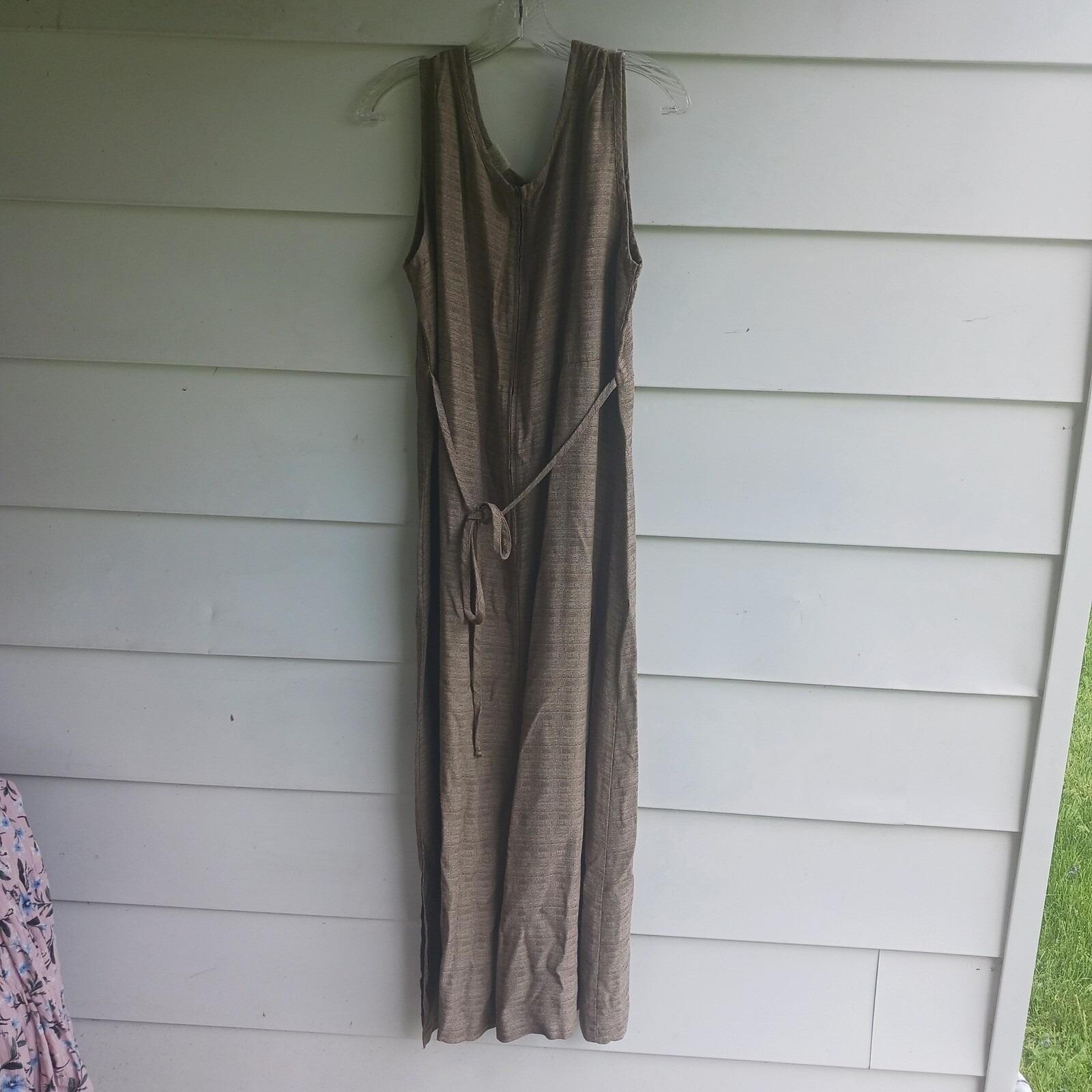 Two Twenty Vintage 2 Pc Set 1752 Womens XLG Brown Maxi Dress Button Down Shirt