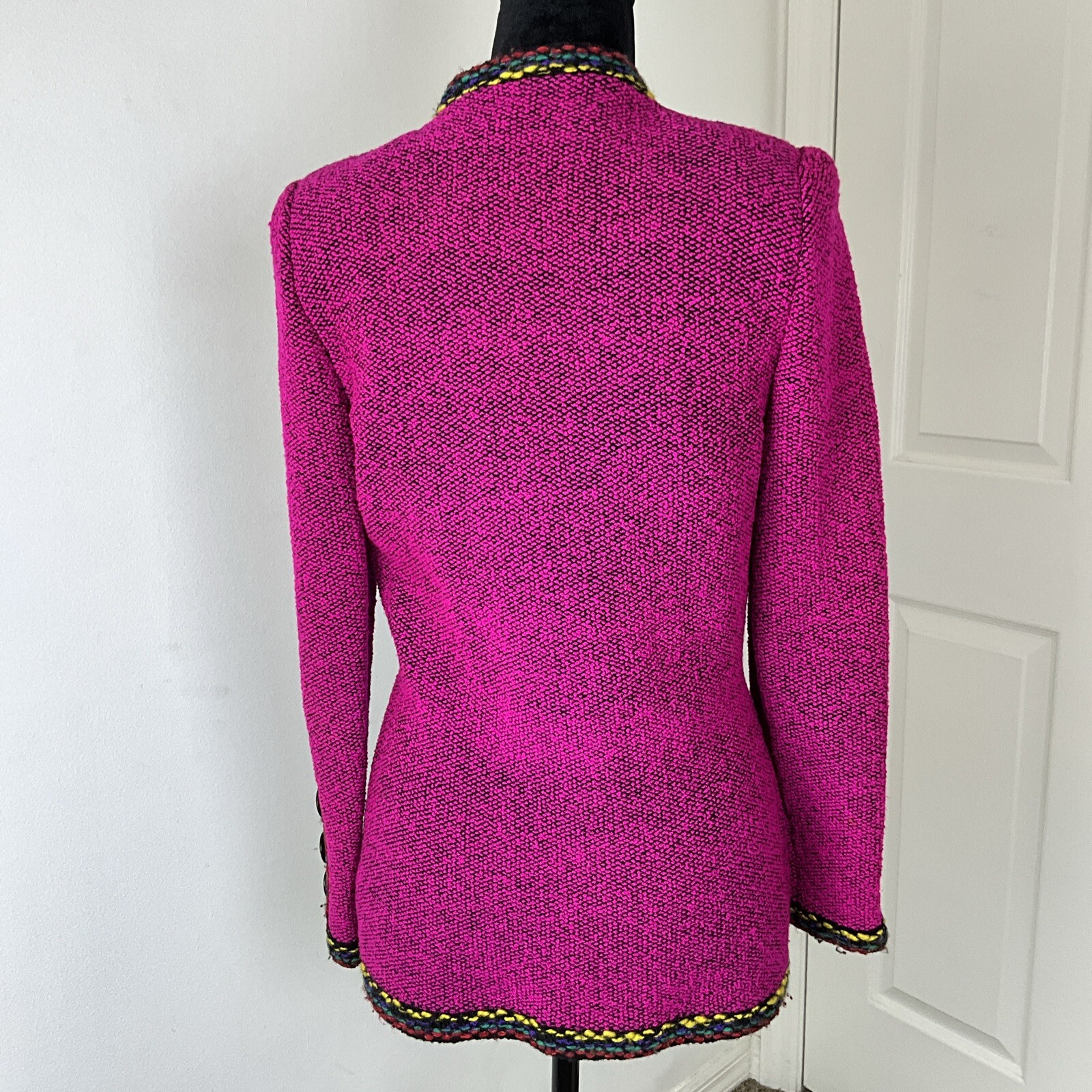 Vintage Raspberry Wool Women’s Blazer Jacket Coat Gold Button Accents