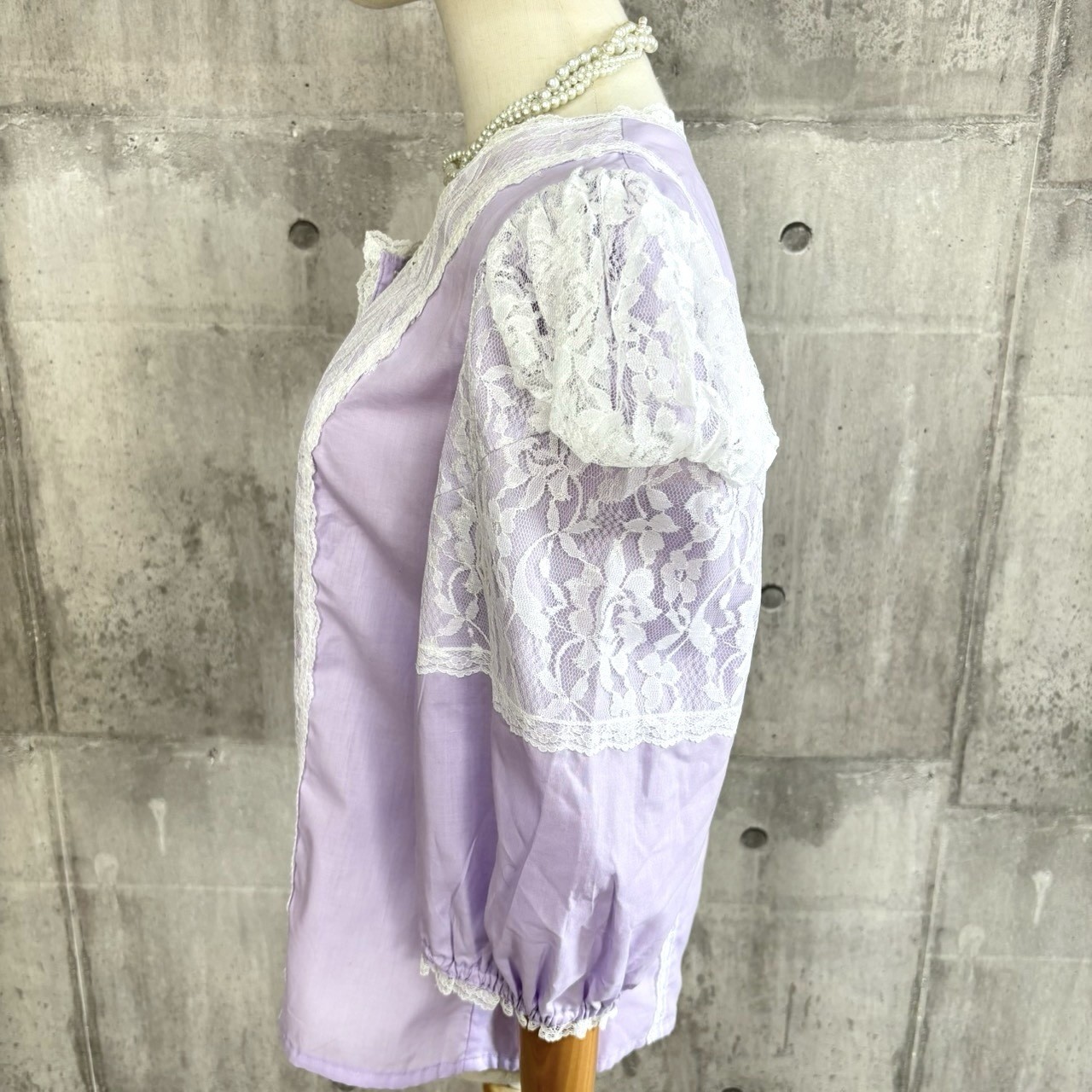 Vintage Lavender Lace Blouse Puff Sleeve Romantic Cottagecore Prairie Top