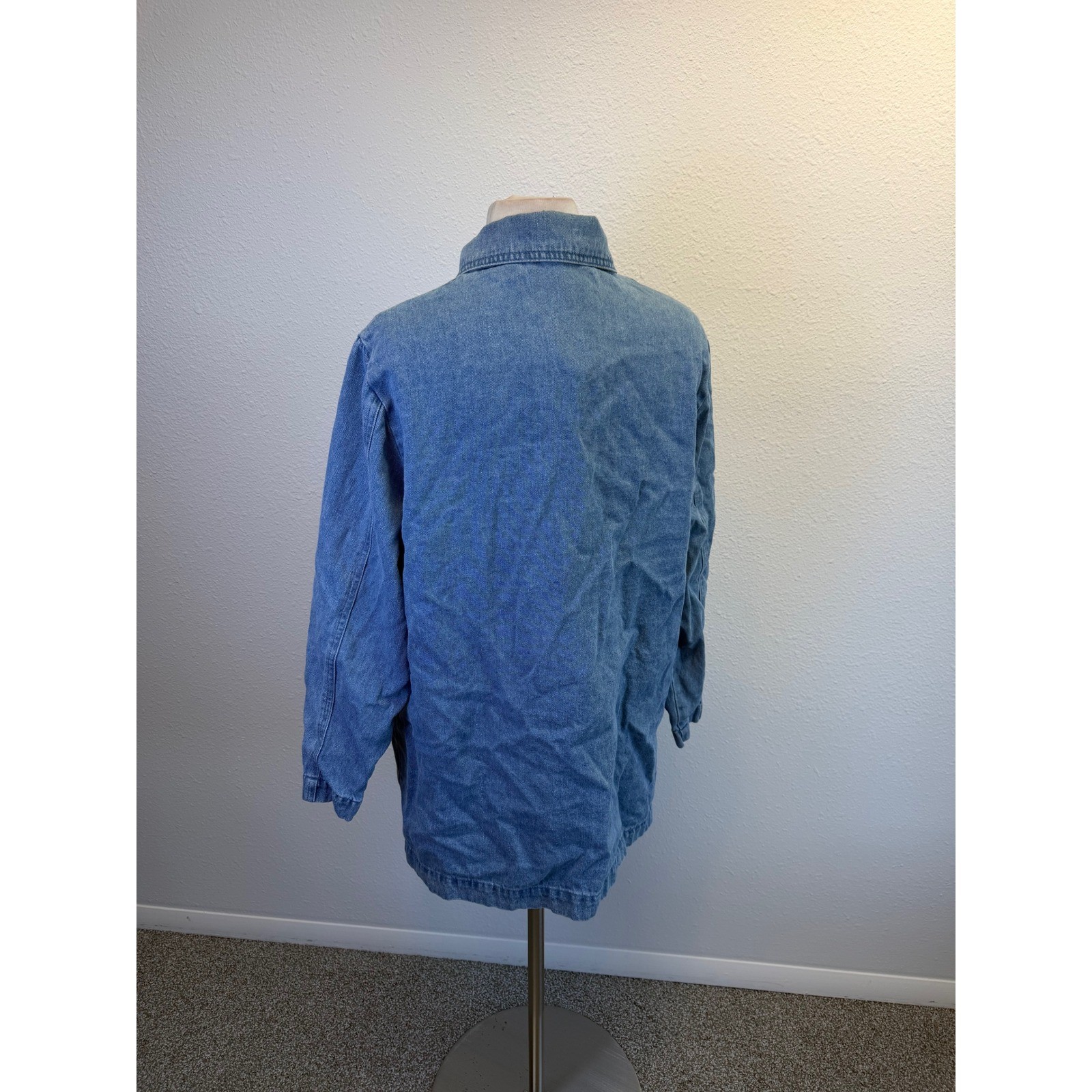 Vtg Button Up Lightweight Chore Jacket Womens Medium Cottage Embroidered Floral