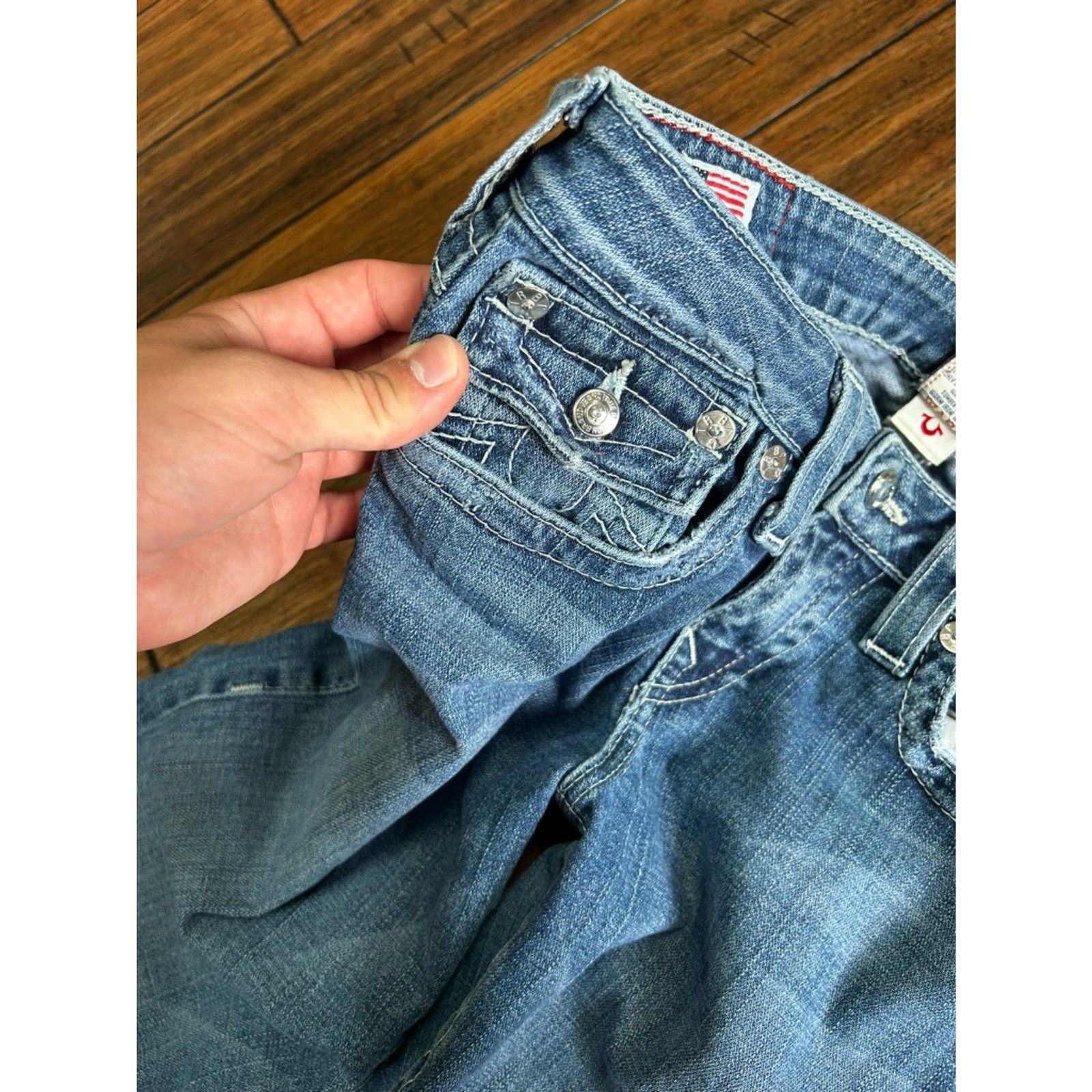 Vintage True Religion Becky Jeans Women’s Size 31 Made USA Crystal Button Y2K