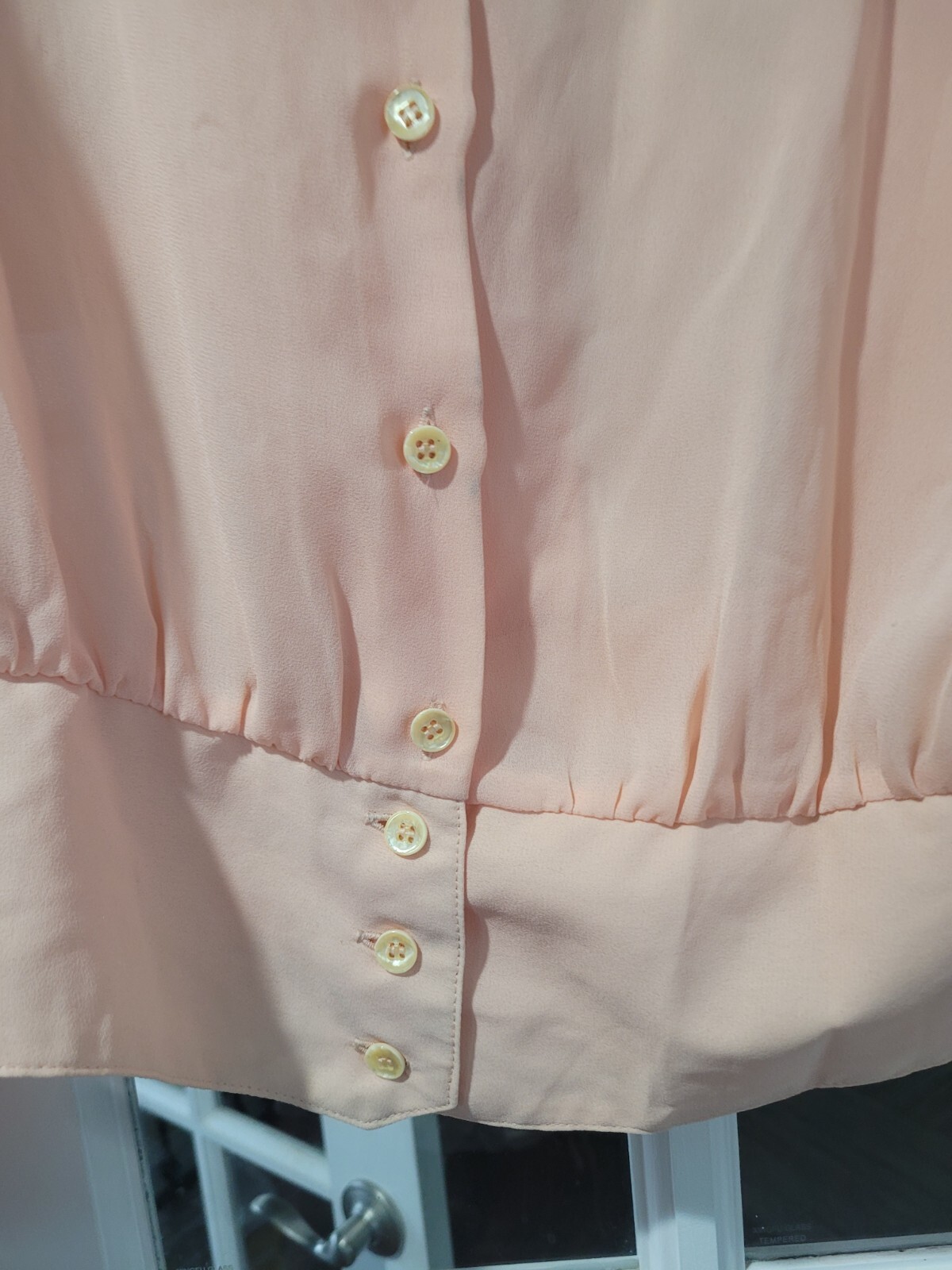 Vintage Ellen Ashley Peach Long Sleeve Button Back Blouse Sz 6