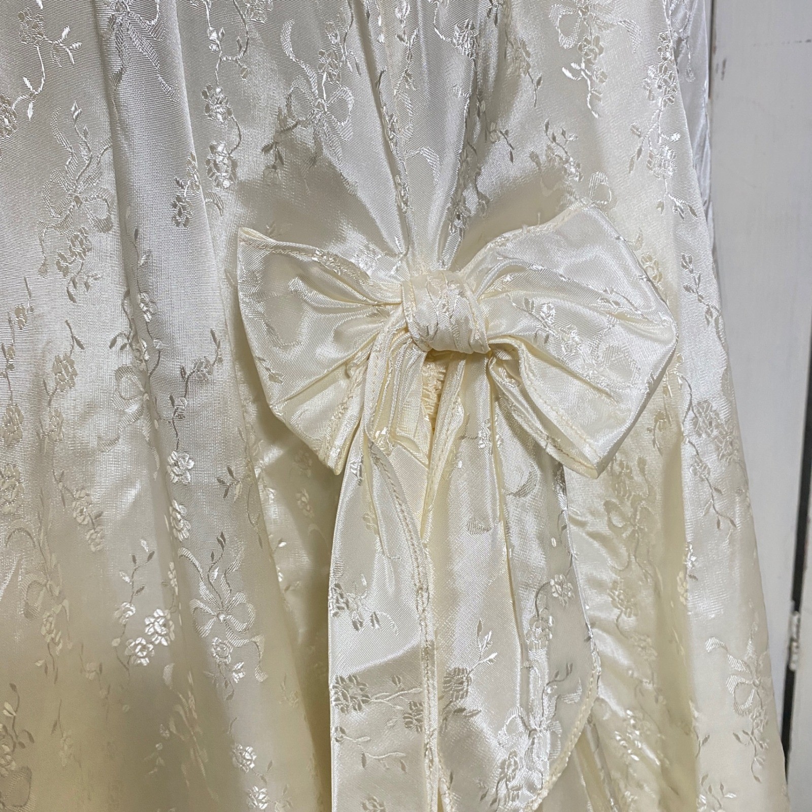 Vintage Candi Jones California Cream Floral Strapless Gown Dress XS 80s Romantic