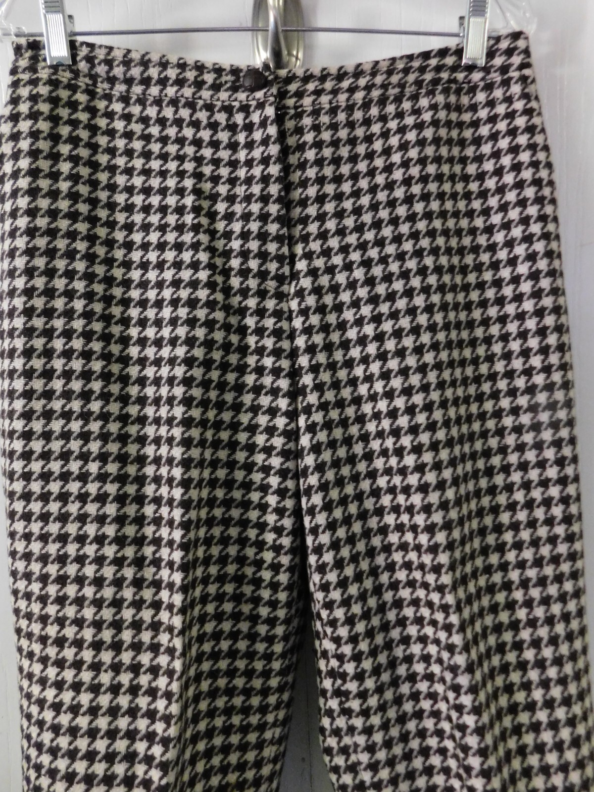 Metro Style Houndstooth Wool Lined Mod Pants with Removable Fur Cuffs sz 10