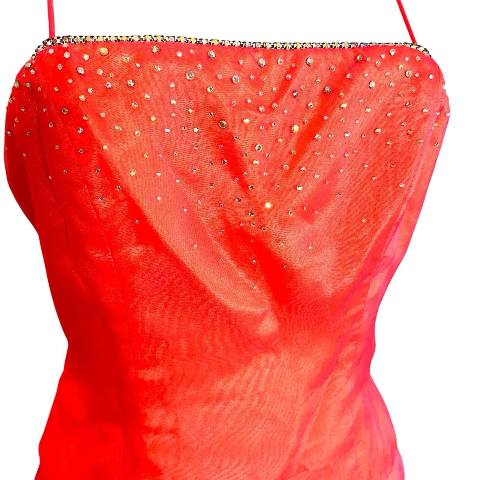 Vintage 1980s Zum Zum Silk Chiffon Gown S Rhinestone Ombre Pink Dress USA *Read*