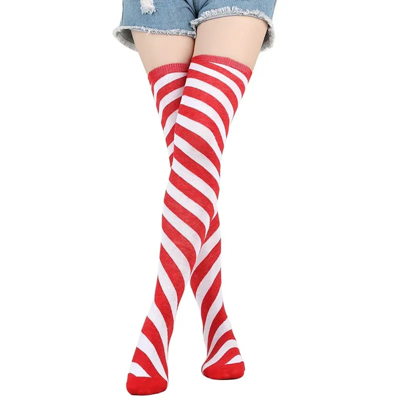 Over-knee Socks for Women New Christmas Stockings Red Green Yellow Stockings