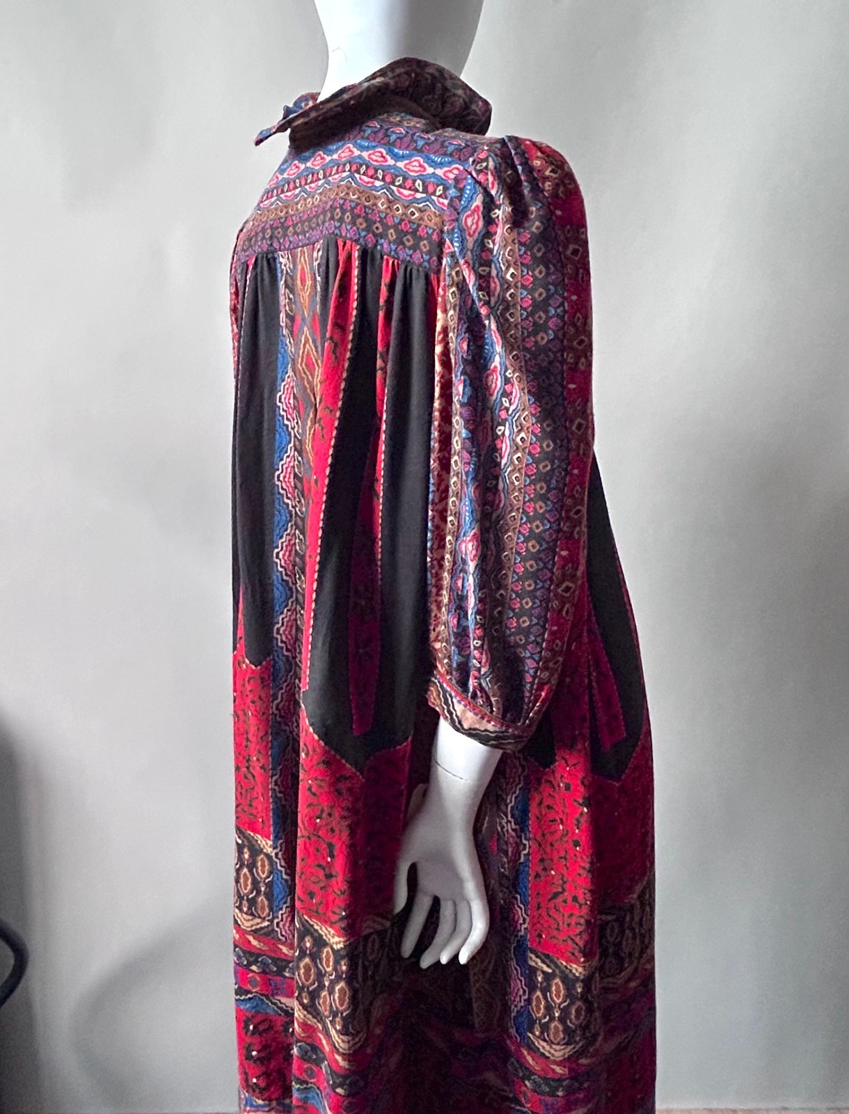 Vintage 1970s 80s Jackie Bernard EKLEKTIC Ruffle Midi Dress Boho French Country