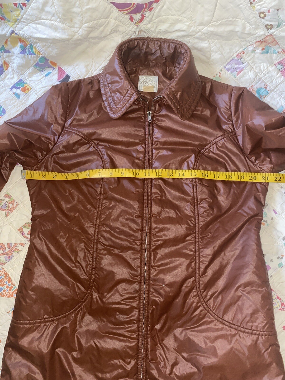 Vintage Roffe Brown 70s 80s Ski Puffer Coat Jacket Zip Up Insulated Womens Large