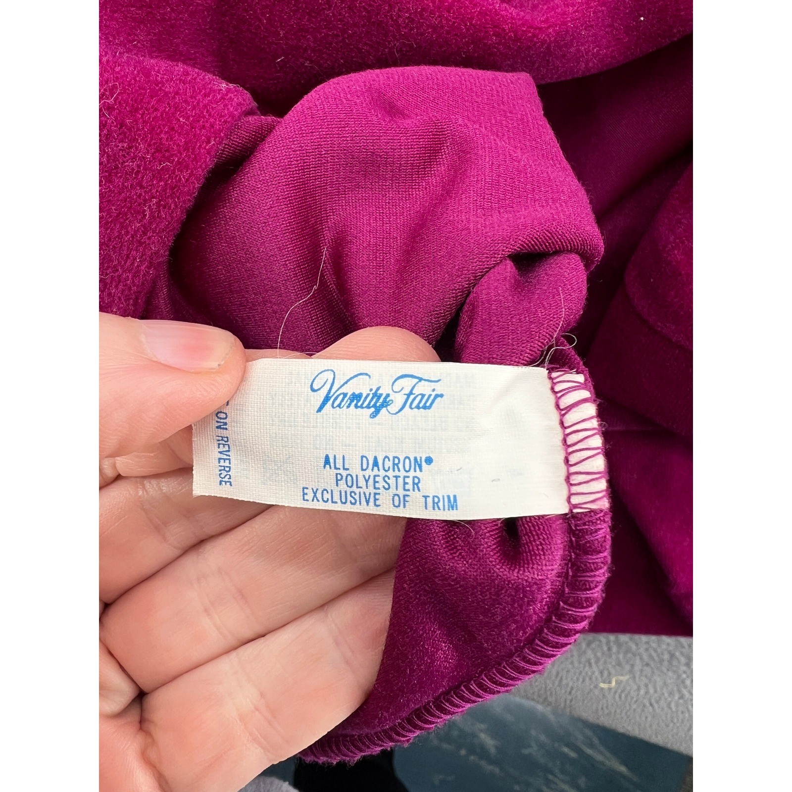 Vintage Vanity Fair Velour Kaftan Robe Magenta Pink Flutter Sleeve Maxi Dress XS