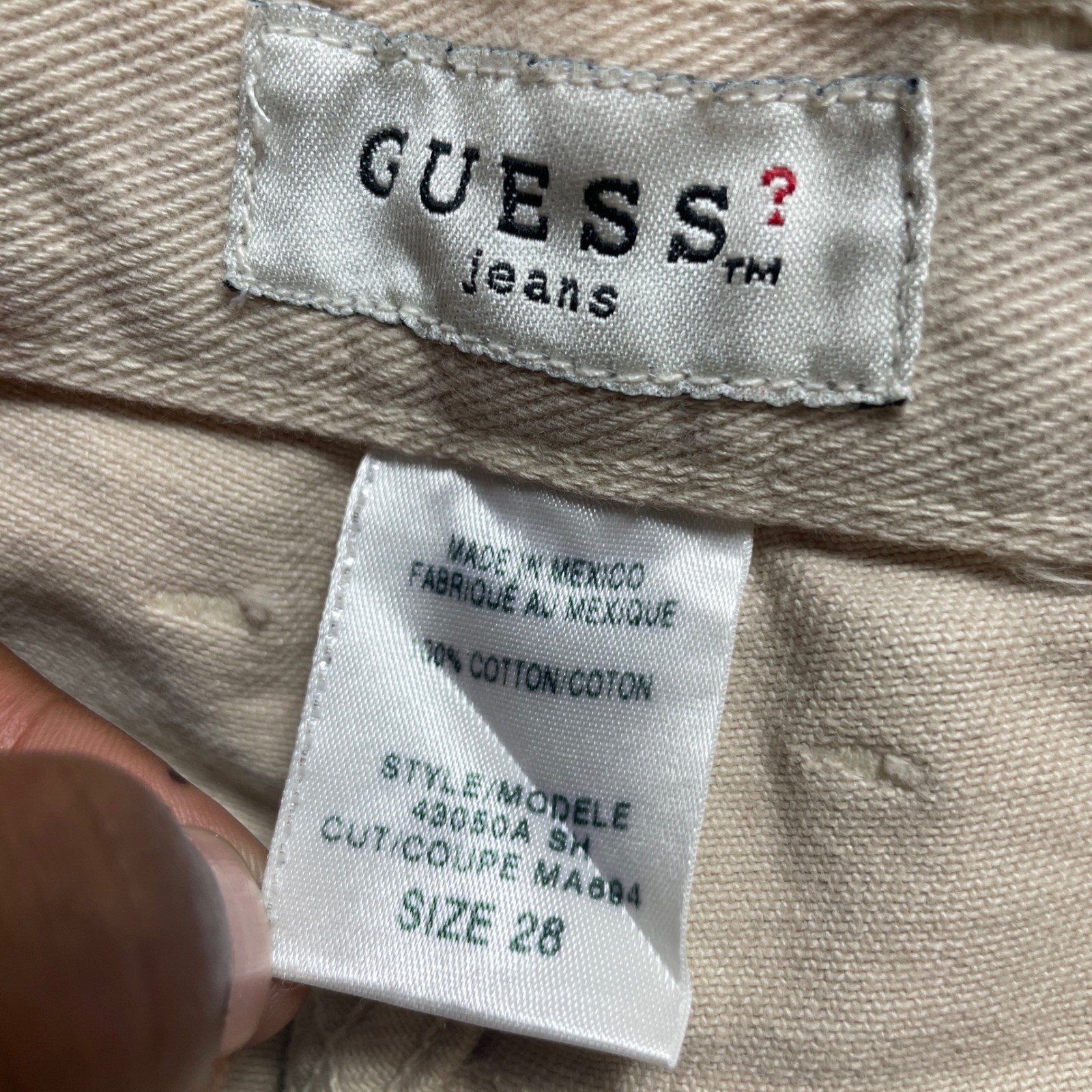 Vintage Guess Women’s 25×27 Jeans Narrow Leg Beige Khaki Cotton 43050ASH PLY