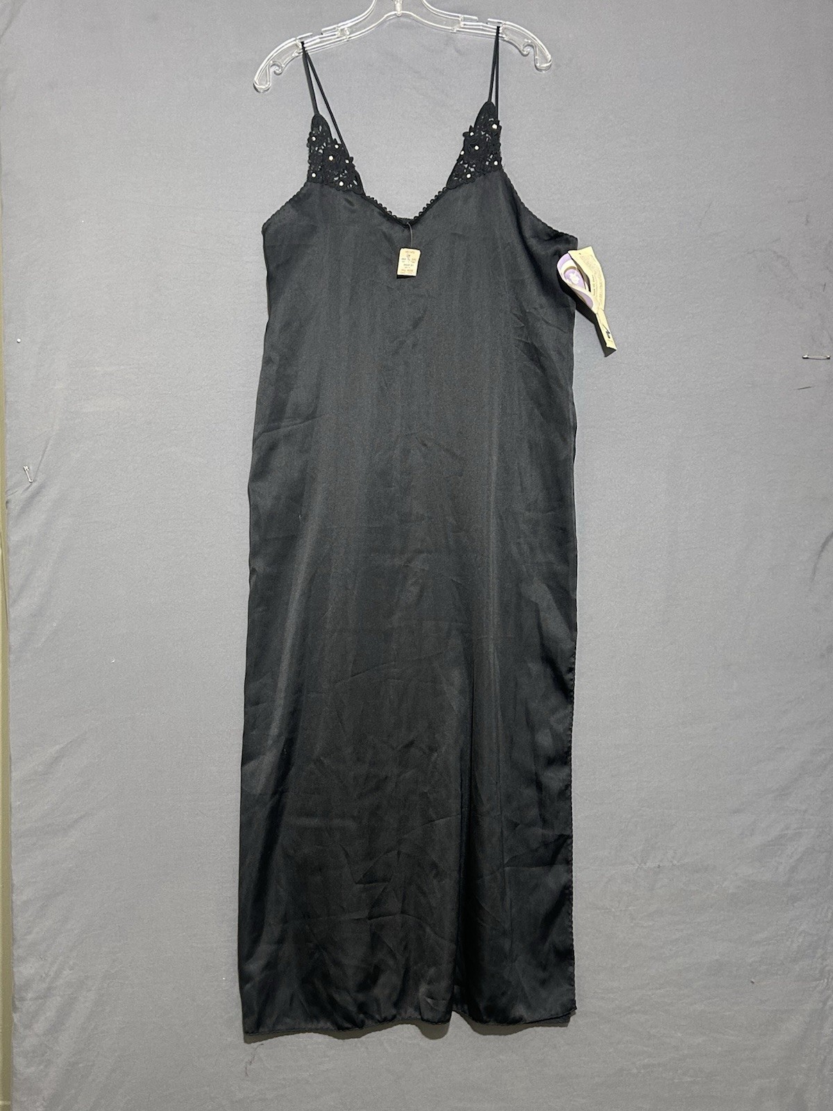 Cinema Etoile Nightgown/Slip Dress Sz Large Black Side Split