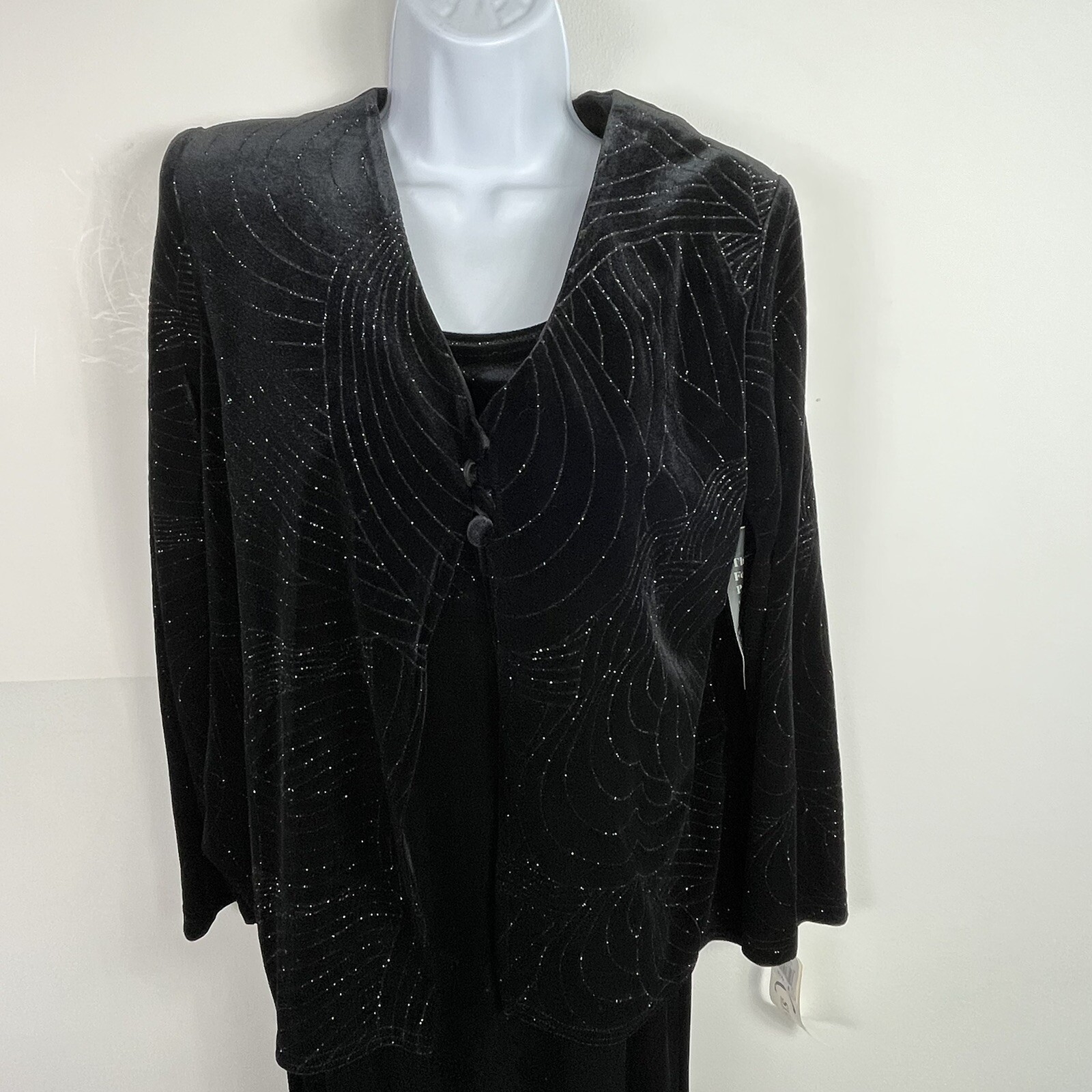 K Studio Beaded Jacket Dress Sz 8 Black Evening Elegance Formal VINTAGE NEW