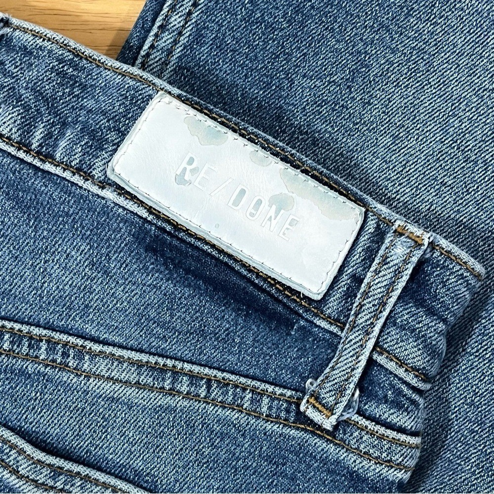 RE/DONE 70s Stove Pipe Jeans Blue 24 High Rise Straight Raw Hem Trendy