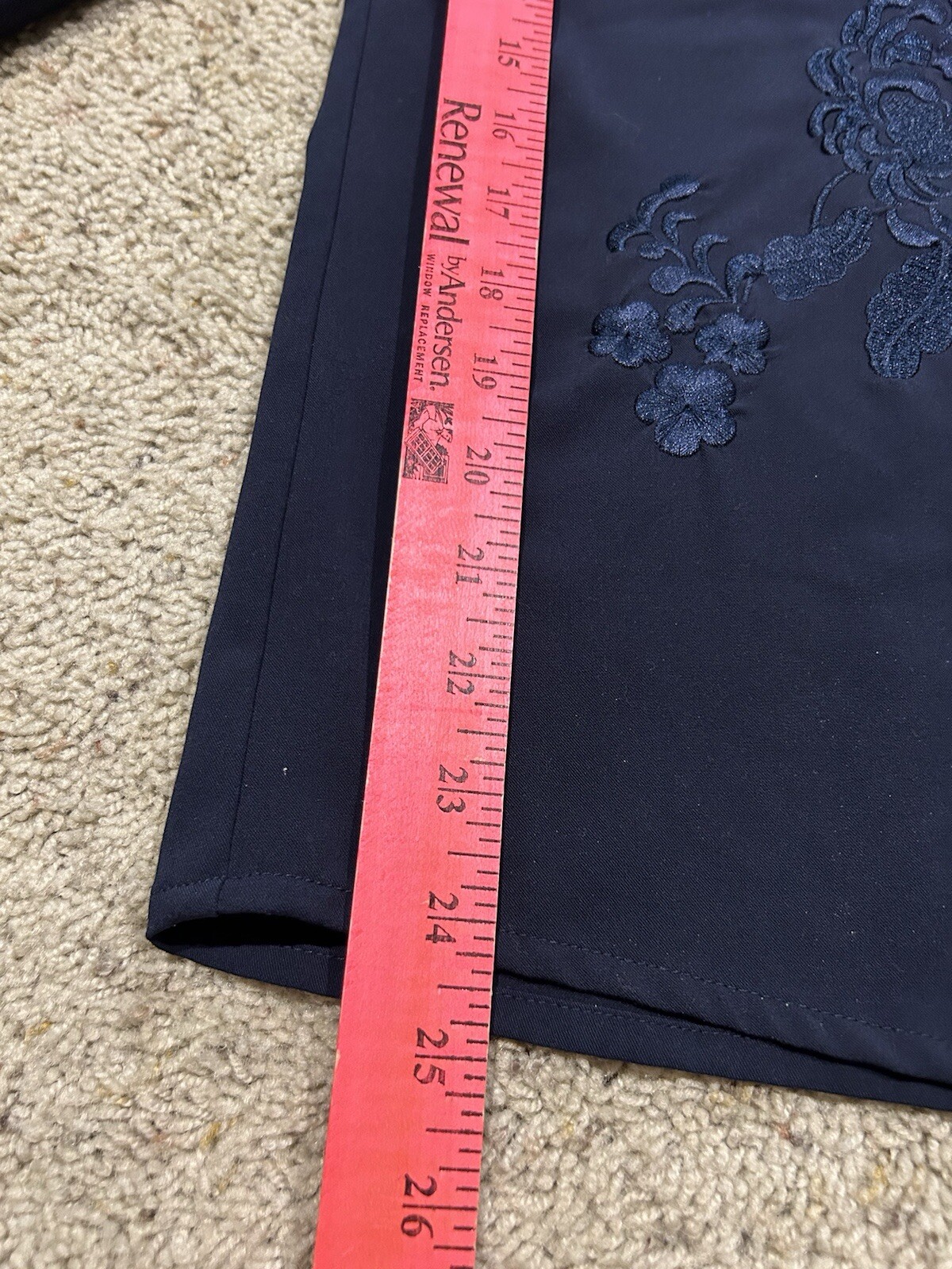 VTG 80s 90s GRAFF size PL L PETITE Blouse shirt top EMBROIDERED NAVY BLUE Y24
