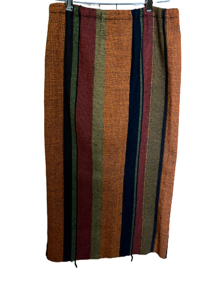 Alice Kagawa Santa Fe NM Skirt Parrott Fabrics Handwoven Wool Striped Vintage