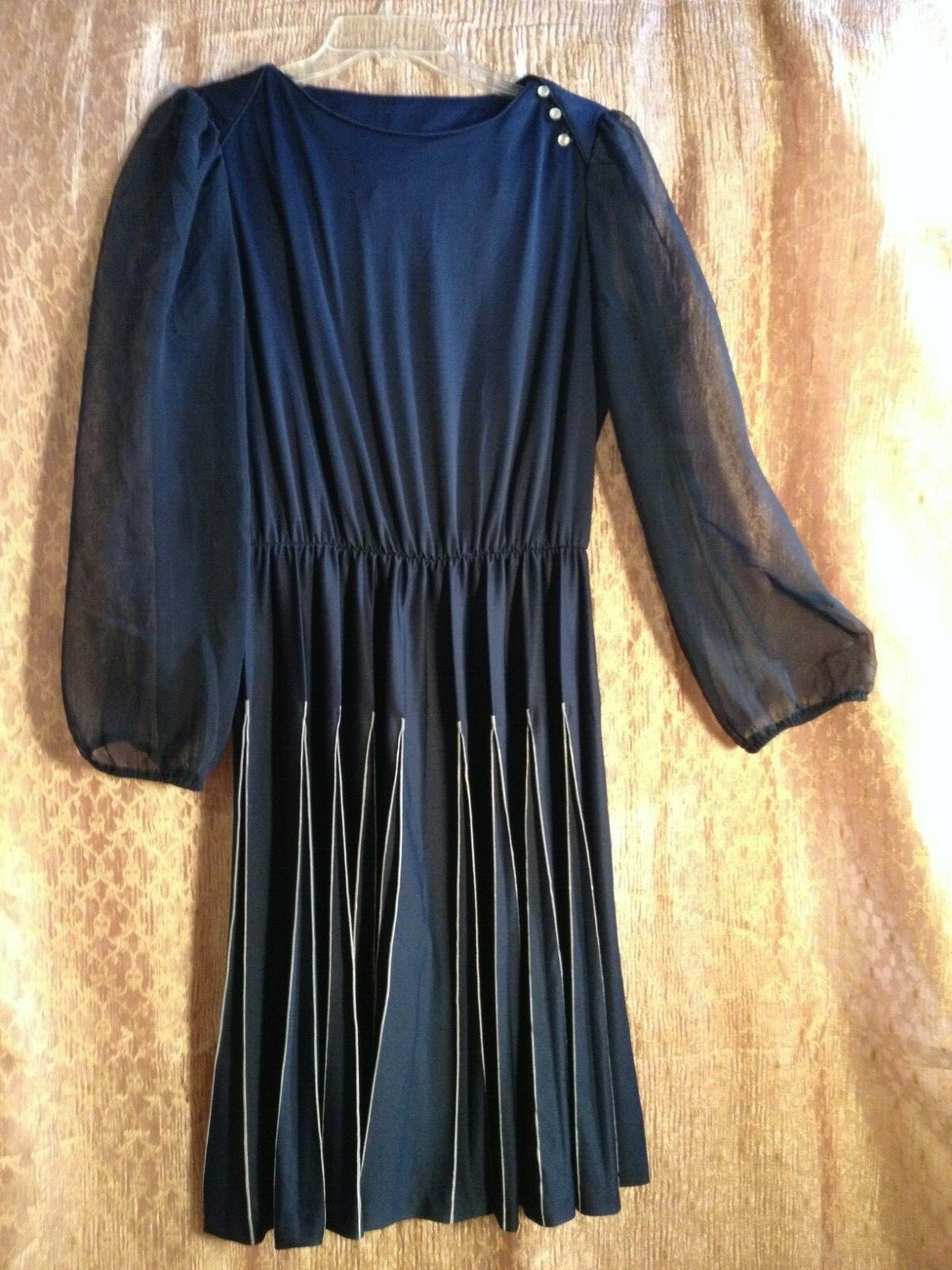 VINTAGE 1980’S RICCARDO BLUE Pleated DRESS Size Medium
