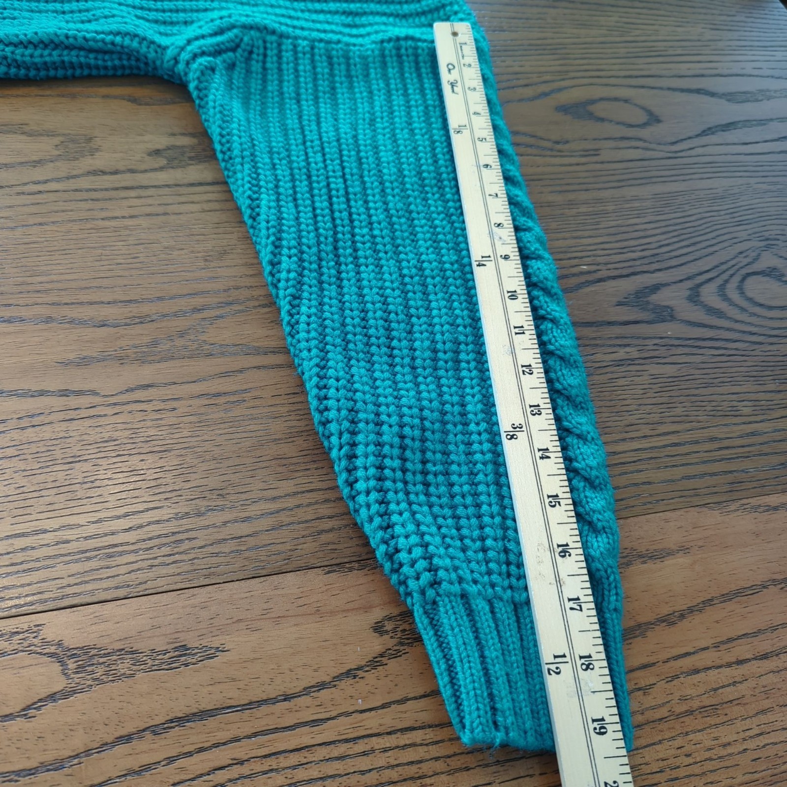 Vintage 80s Ellemmenno Sweater Teal Size M Cable Knit Mock Neck Acrylic
