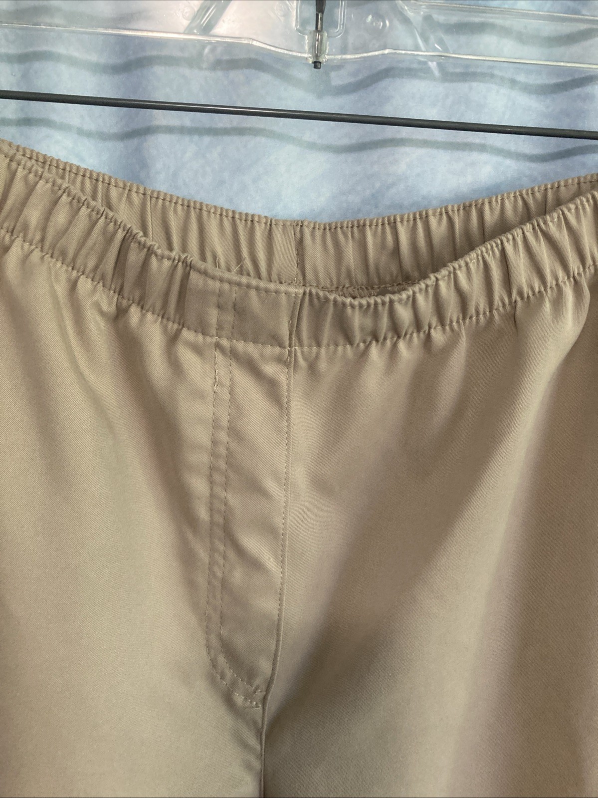 Alia Vtg 90s Y2K Women 20W Beige Capri Pants Grannycore Elastic Waist Plus Poly