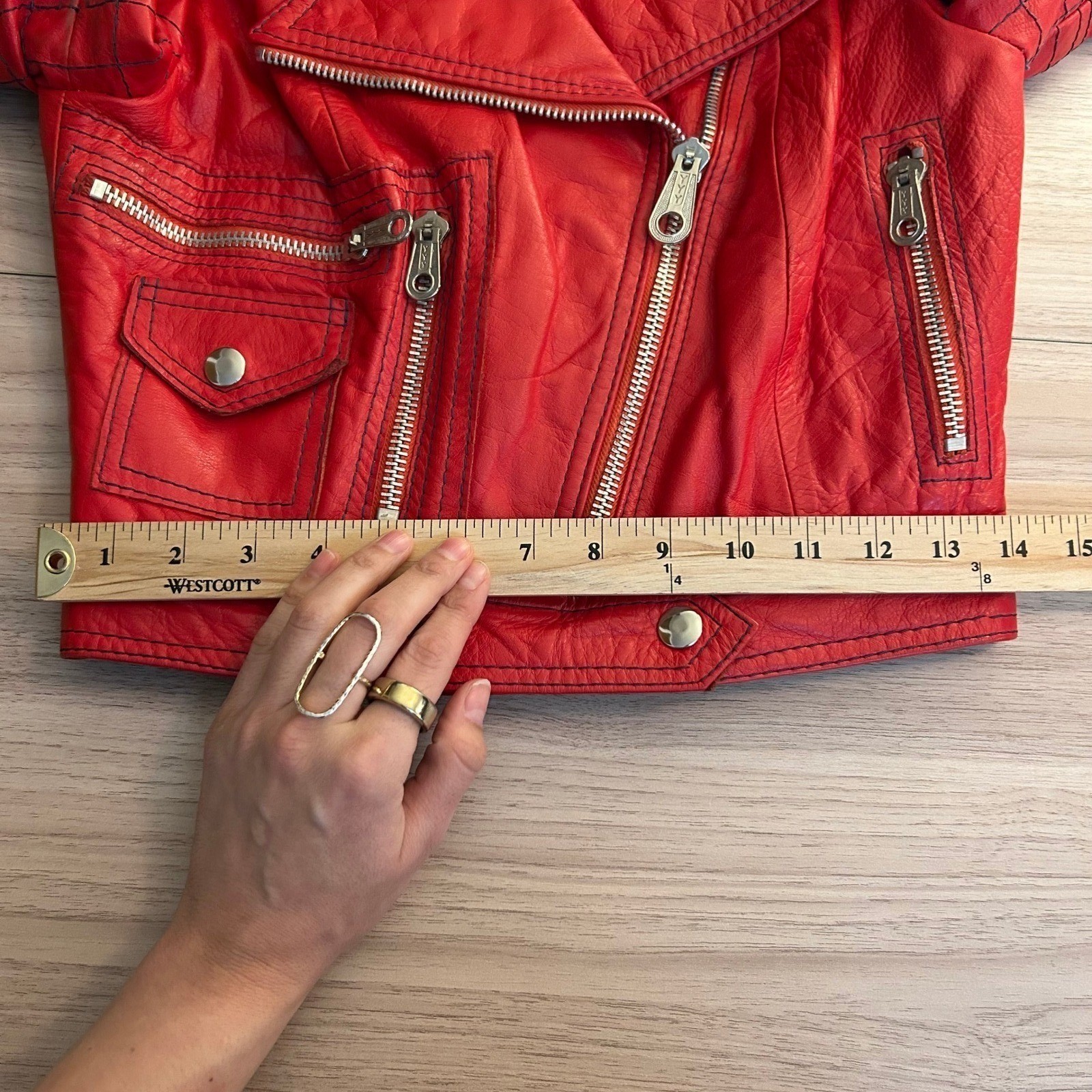 Suburban International Vintage Quilted Moto Leather Jacket Red Small Good