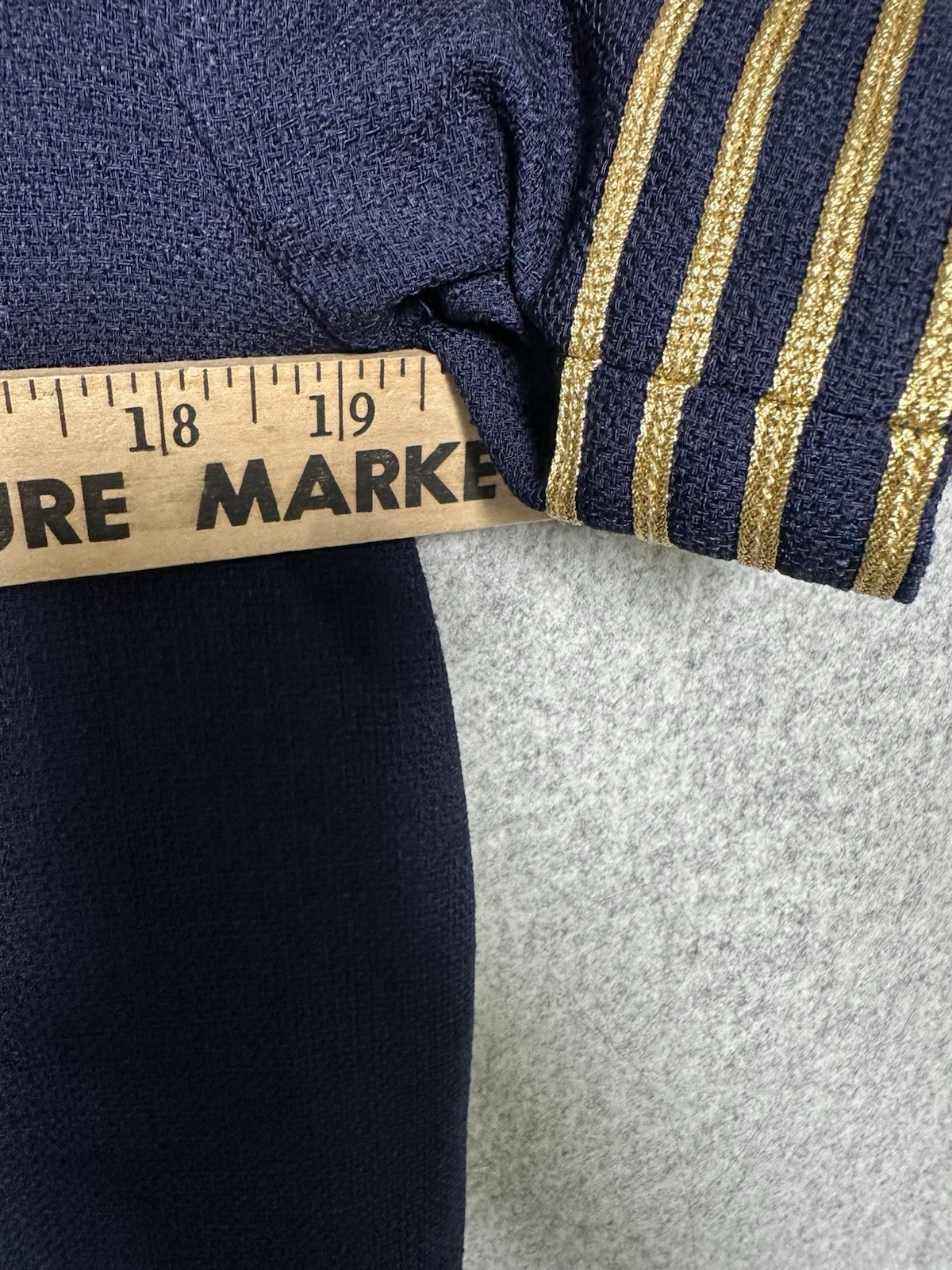 Vintage Junniette Size 6 Navy Blue Gold Womens Dress Sailor Nautical Stewardess