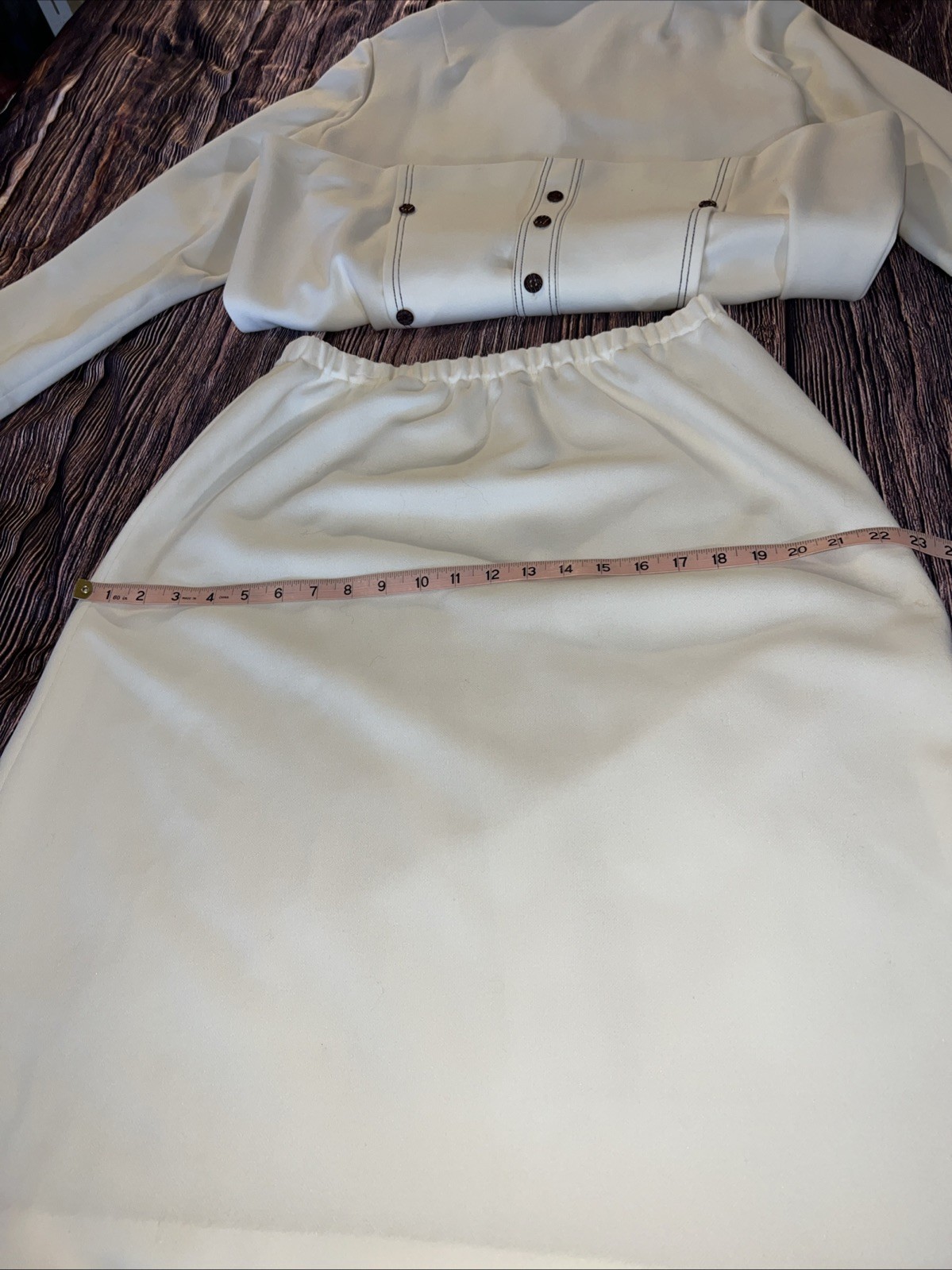 Vintage Custom Tailored By Nardis Of Dallas Blazer Jacket & Skirt Set Cream