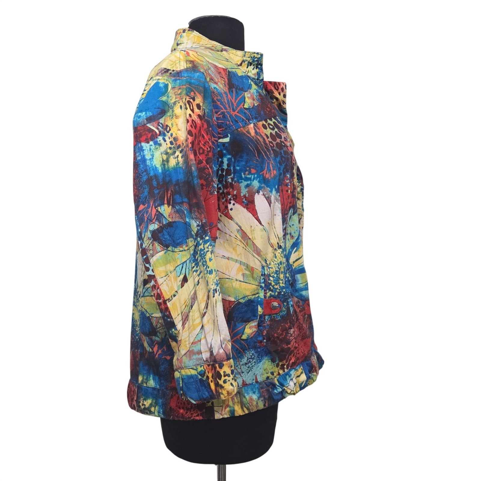 Patchington Vintage Floral Leopard Print Ruffle Open Front Jacket Cardigan Large