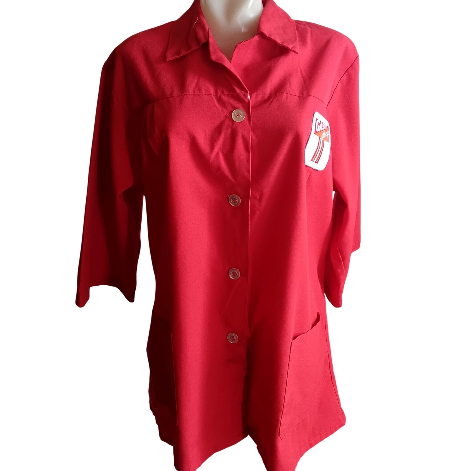 42 XL True Vintage Gas Station Shirt Jacket „Gasn Shop” Uniform Belted Patched