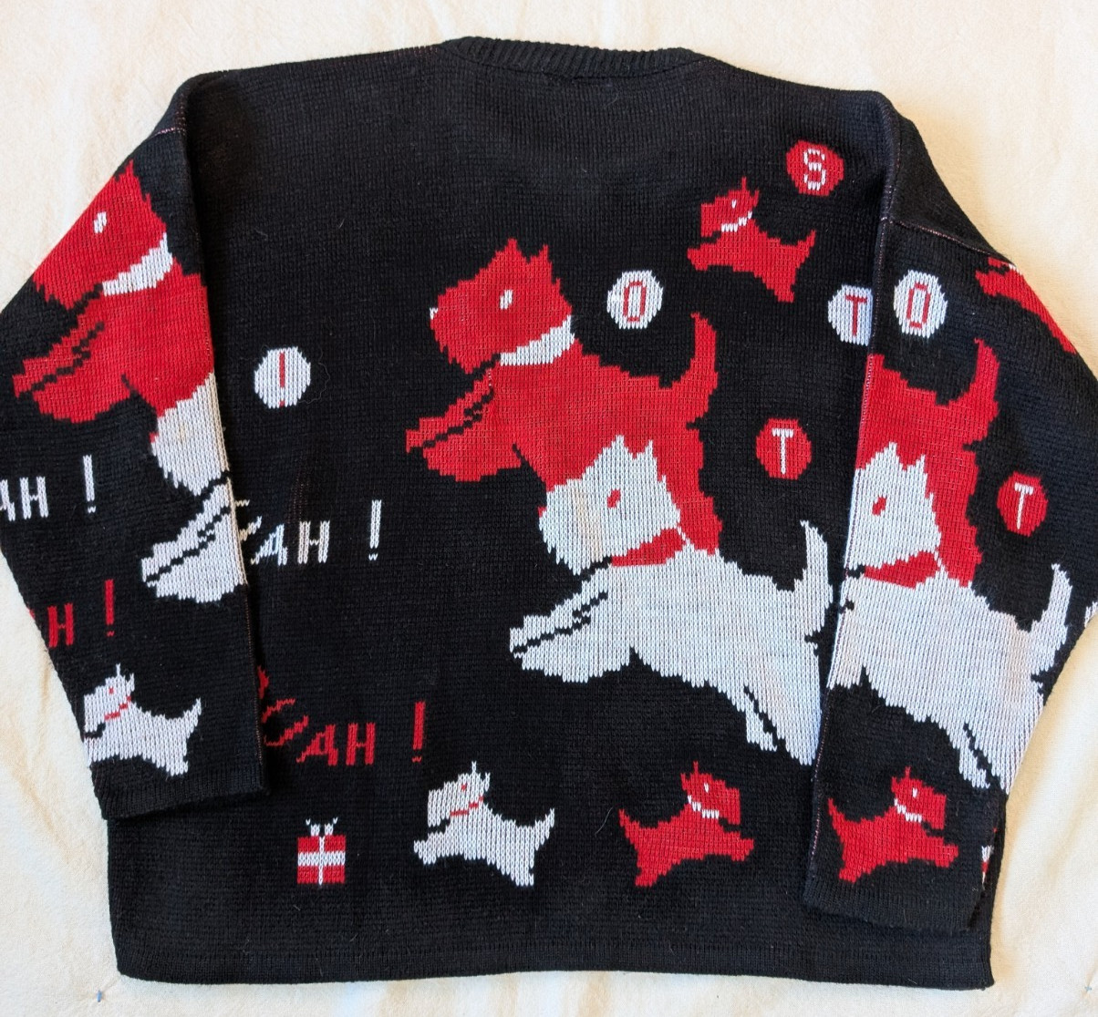 Vintage 80s Adele Knitwear Women’s Sweater Scottish Terrier Pullover AOP Large
