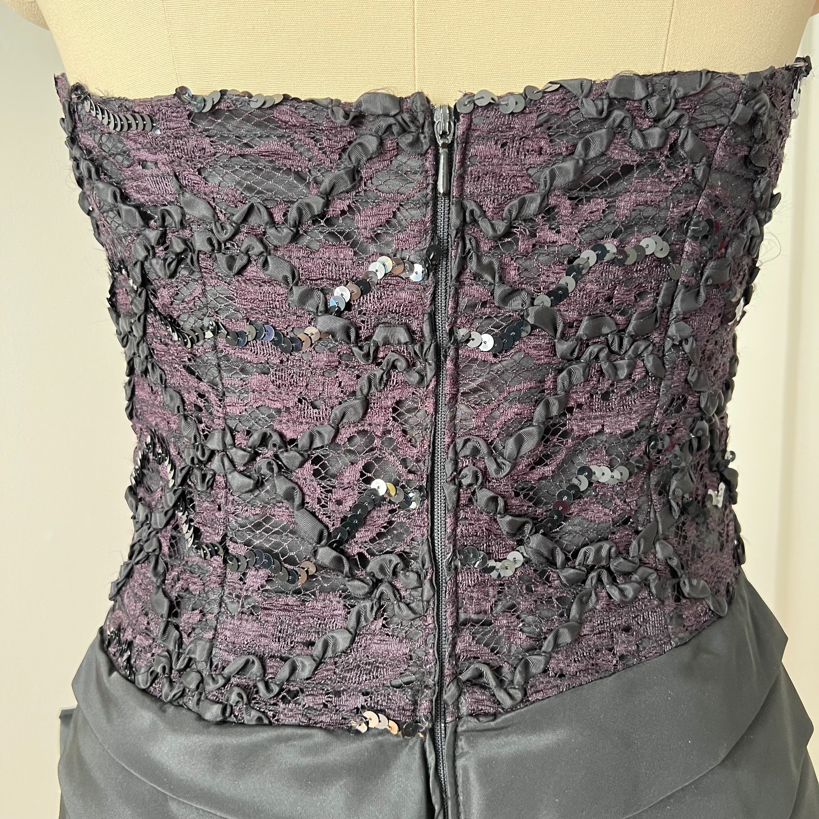 1980s VERA MONT Drop Waist Evening Dress Strapless Sequin Corset Cocktail EU 40