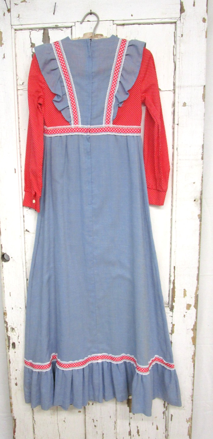 1970s Maxi Dress Edwardian Renaissance Boho Hippie Vintage Size S/32 ” Bust