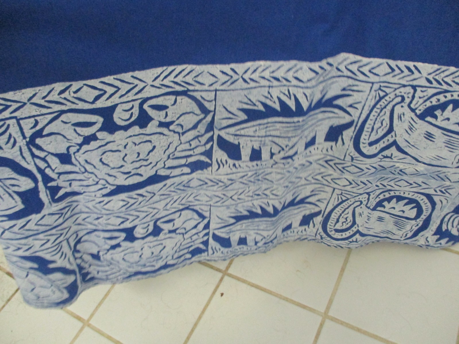 MCM 1970s AUSTRALIAN INDIGENOUS COTTON BLOCK PRINT DRESS ONE SIZE HAND DYED NOS