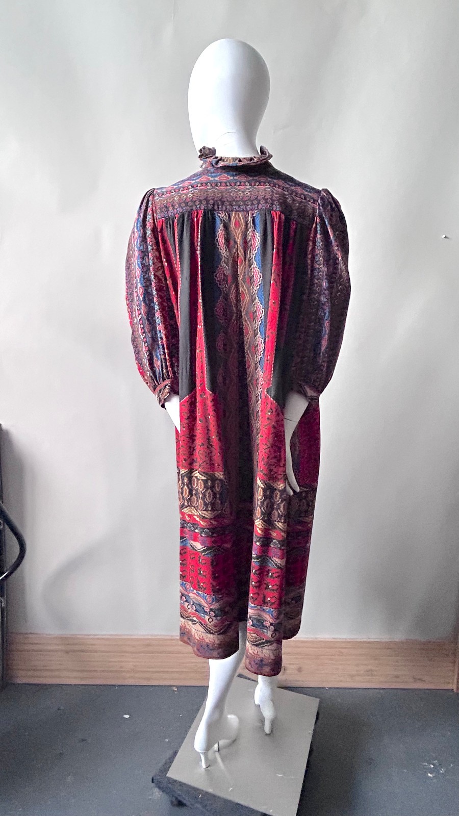 Vintage 1970s 80s Jackie Bernard EKLEKTIC Ruffle Midi Dress Boho French Country